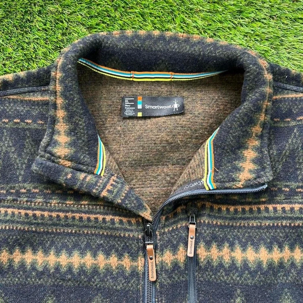 Smartwool Vest Mens XL Wool Blend Knit Full Zip Geometric Hiking Outdoor Pattern - Picture 3 of 7